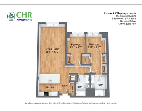 Floor plan for 2 beds, 2 baths, 1416 sqft